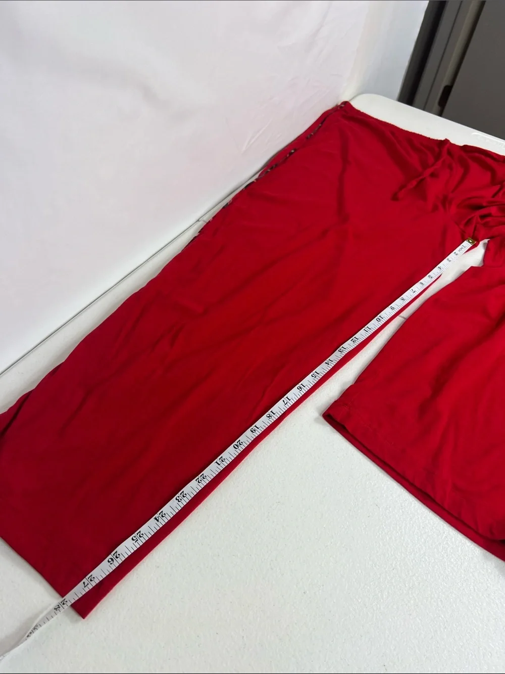 LRL Sz XL Pajama Set Red Embroidered Dog Plaid Trimmed Red Cotton